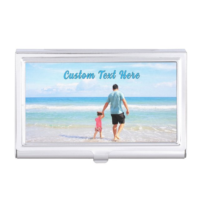 Your Photo Business Card Case with Custom Text (Front)