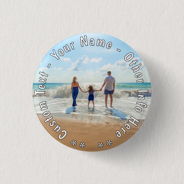 Your Photo Button Custom Text Personalized Gift (Front)