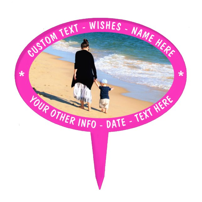 Your Photo Cake Topper with Custom Text and Ciolor (Front)