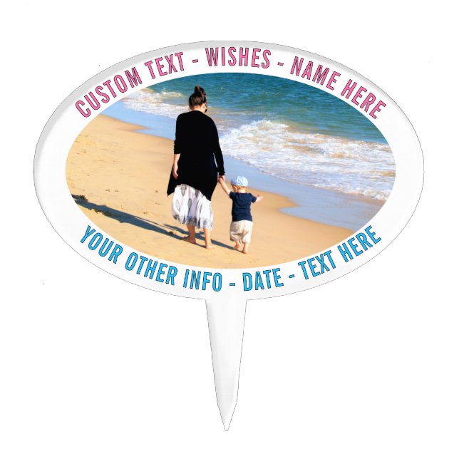 Your Photo Cake Topper with Custom Text Name (Front)