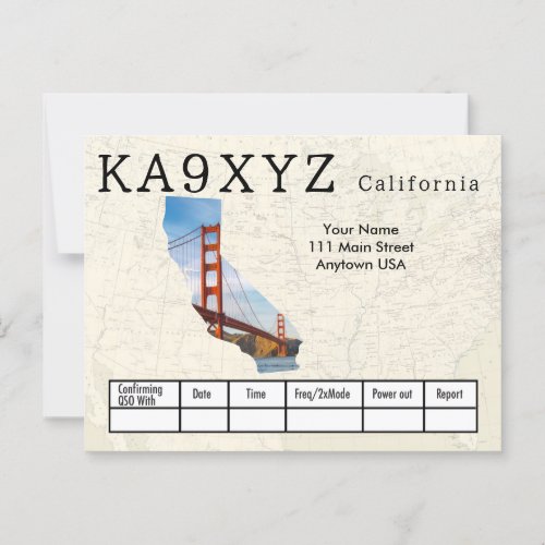 Your Photo California Shaped Cutout Custom QSL Postcard
