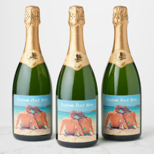 Your Photo Champagne Bottle Label with Custom Text