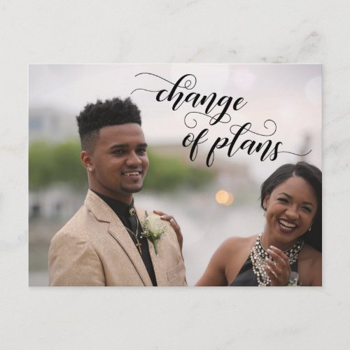 Your Photo  Change of Plans Postponed Wedding Postcard