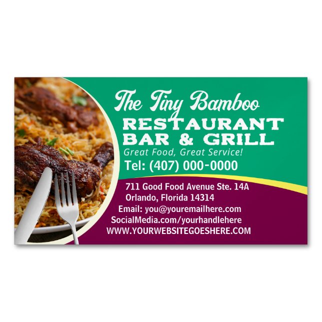Your Photo Chef Cook Restaurant Catering Services Business Card Magnet (Front)