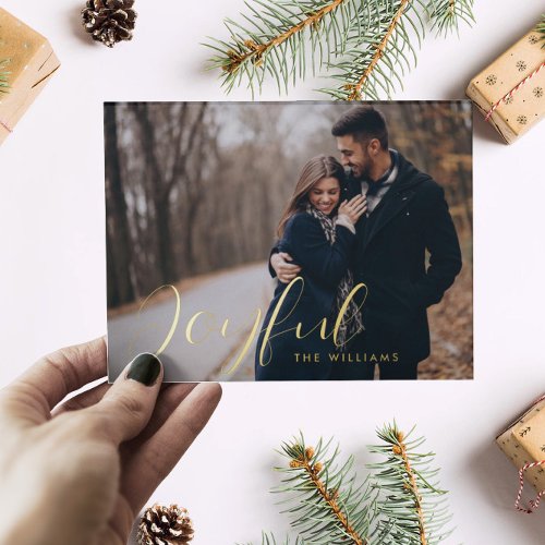  Your photo Christmas Card  Joyful Foil