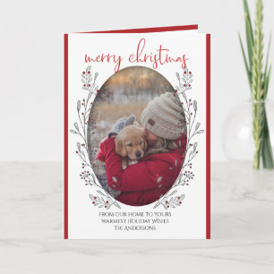 YOUR PHOTO Christmas Foliage and Berries Card