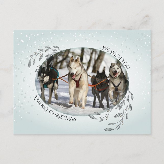 YOUR PHOTO Christmas Foliage and Berries Holiday Postcard (Front)