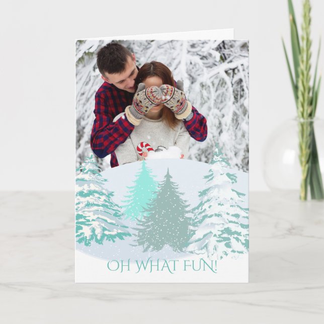 Your Photo Christmas Modern Trees Holiday Card (Front)