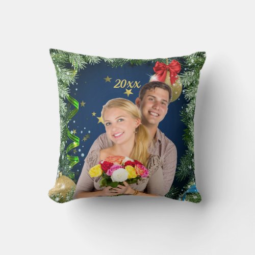 Your Photo Christmas Personalized Ceramic Ornament Throw Pillow
