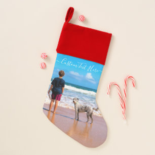 Your Photo Christmas Stocking Custom Text Name