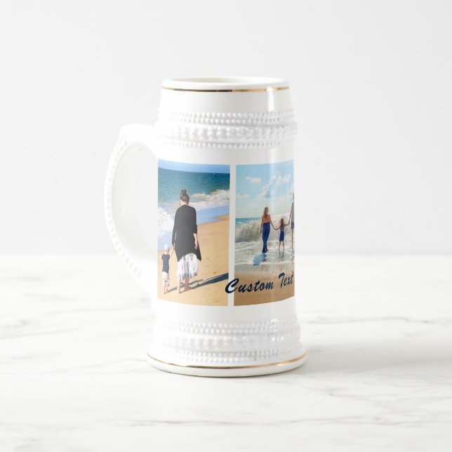 Your Photo Collage Beer Stein Gift and Custom Text (Front Left)