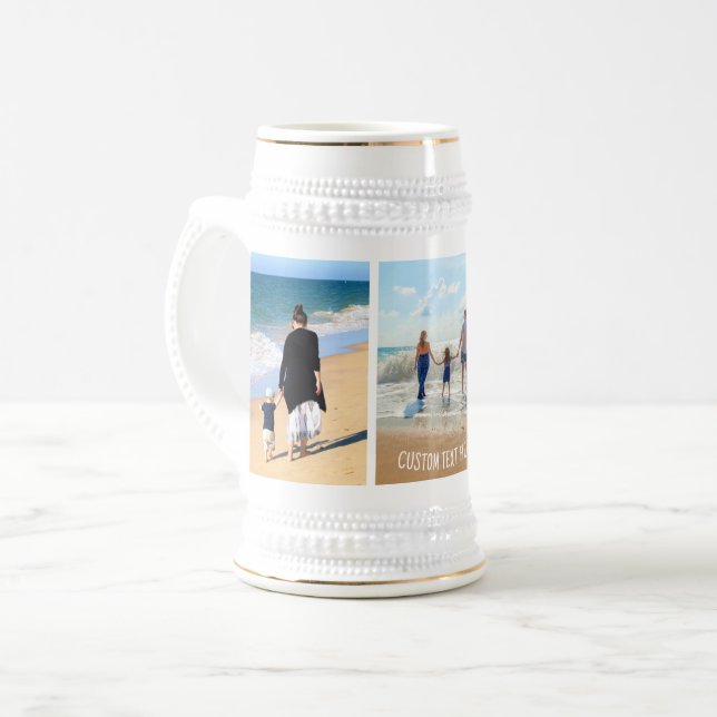 Your Photo Collage Beer Stein with Custom Text (Front Left)