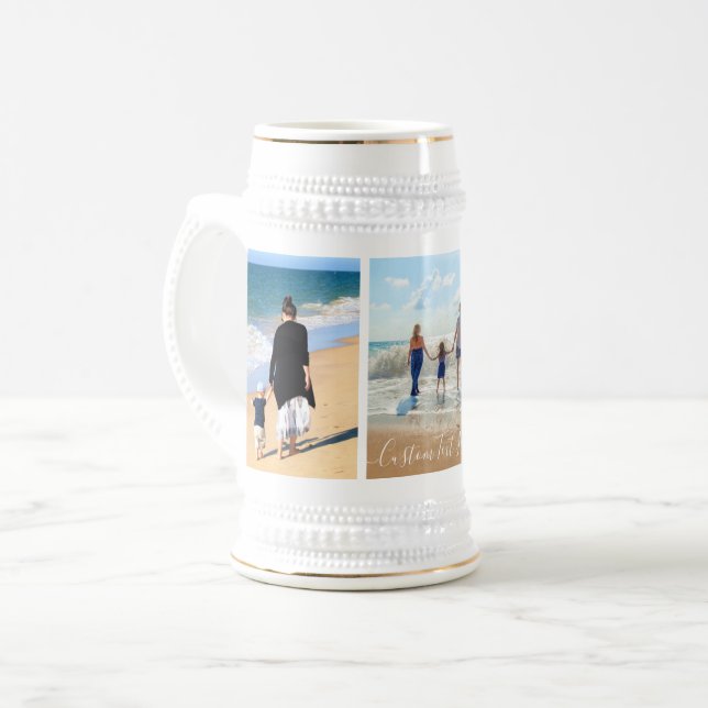 Your Photo Collage Beer Stein with Custom Text (Front Left)