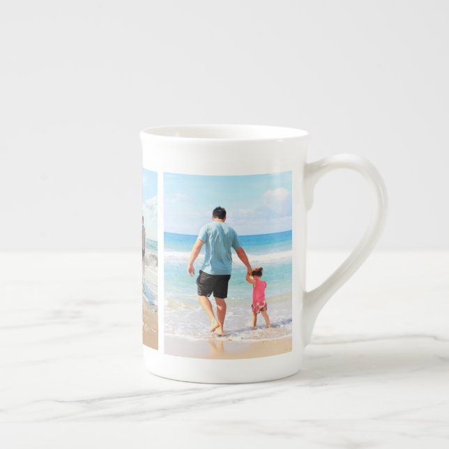 Your Photo Collage Bone China Mug with Custom Text (Right)