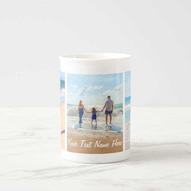 Your Photo Collage Bone China Mug with Custom Text (Front)