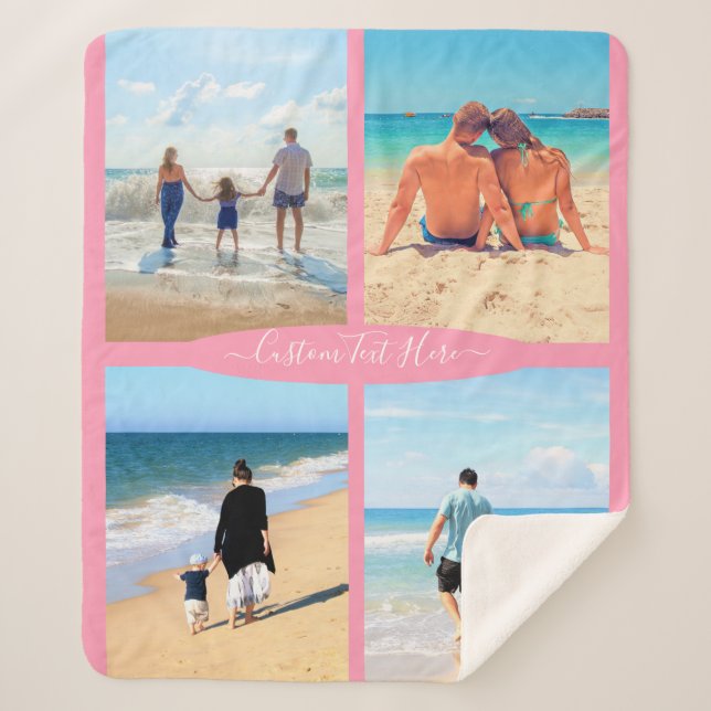 Your Photo Collage Sherpa Blanket Gift Custom Text (Front)
