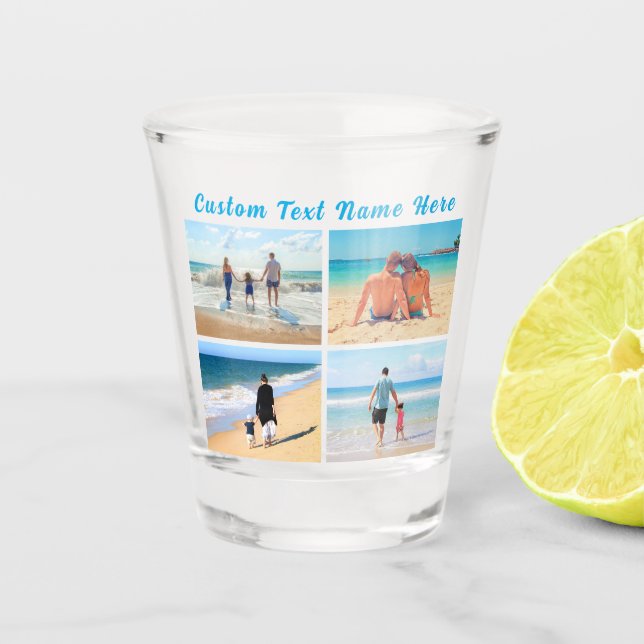 Your Photo Collage Shot Glass Gift and Custom Text (Front)