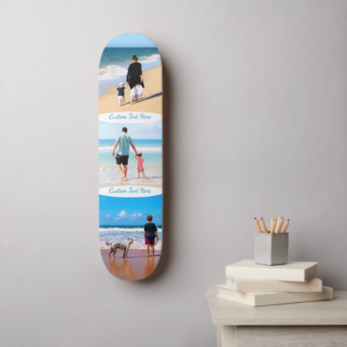 Your Photo Collage Skateboard with Custom Text