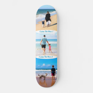 Your Photo Collage Skateboard with Custom Text