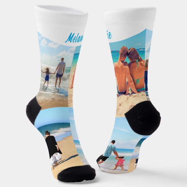 Your Photo Collage Socks with Custom Text (Angled)