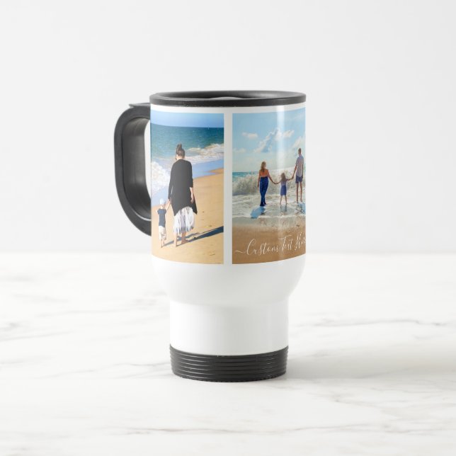 Your Photo Collage Travel Mug with Custom Text (Front Left)