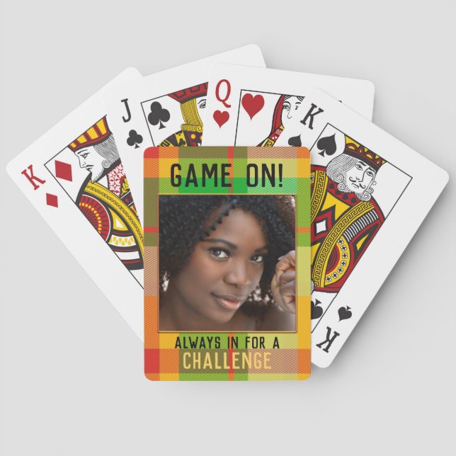 Your Photo Colorful Plaid Playing Cards Deck (Back)