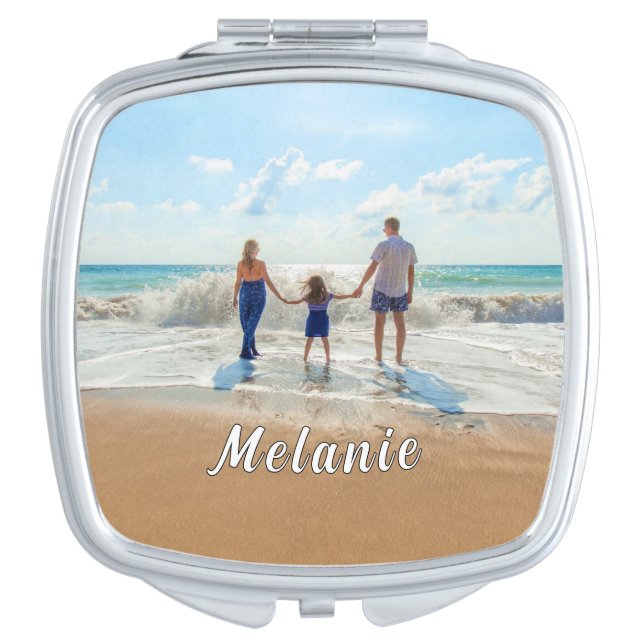 Your Photo Compact Mirror Gift with Custom Name (Front)