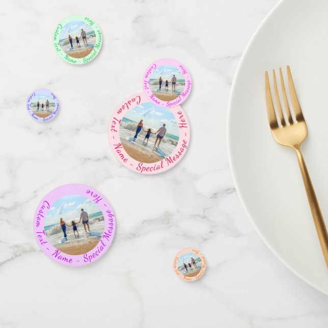 Your Photo Confetti with Custom Text and Colors (Group)
