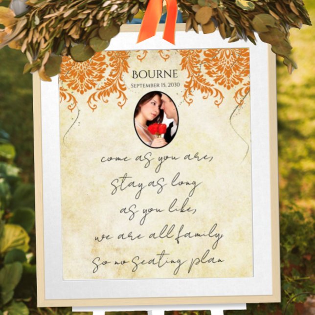 Your Photo Coral Damask Gold Seating Chart (Creator Uploaded)