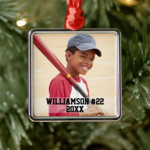 Your Photo Custom Baseball or Your Sport Metal Ornament