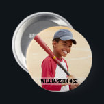 Your Photo Custom Baseball or Your Sport Round Button<br><div class="desc">Your Photo Custom Sports pin back round button. Add your photo,  name and number. Great for cheering on your favorite local athlete in football,  baseball,  softball,  soccer,  tee ball,  little league and more.  Mom and Dad cheer on your son or daughter and team with this personalized photo button.</div>