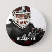 Your Photo Custom Football or Your Sport Round But Button (Front)