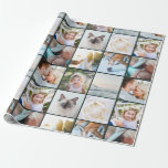 Your Photo Custom Grid Collage Dark Green Wrapping Paper<br><div class="desc">Your Photo Custom Grid Collage Dark Green Wrapping Paper</div>