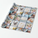 Your Photo Custom Grid Collage Navy Blue Wrapping Paper<br><div class="desc">Your Photo Custom Grid Collage navy blue Wrapping Paper</div>