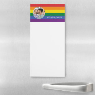 YOUR Photo & Custom Name(s) Rainbow Flag Magnetic Notepad