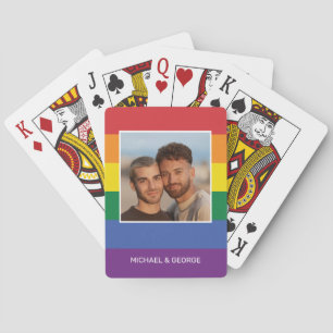 YOUR Photo & Custom Name(s) Rainbow Flag Poker Cards