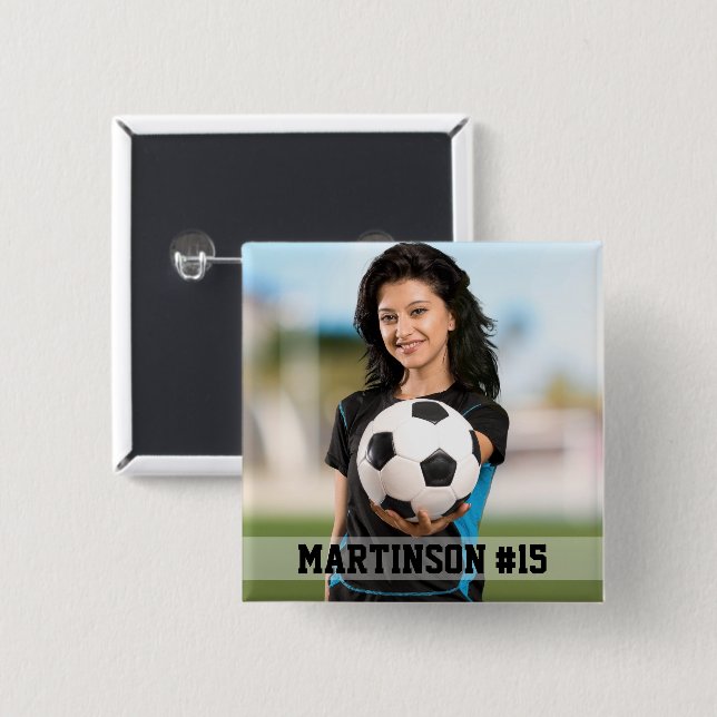 Your Photo Custom Soccer or Your Sport Button (Front & Back)