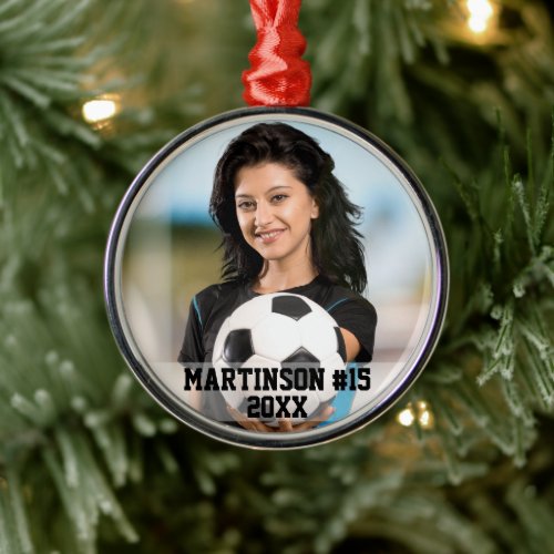 Your Photo Custom Soccer or Your Sport Round Metal Ornament