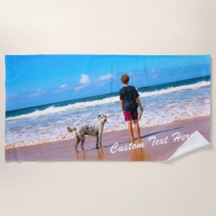 Your Photo Custom Text Beach Towel Personalized