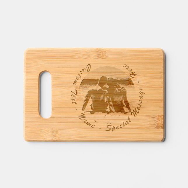 Your Photo Custom Text Etched Wooden Cutting Board (Front)