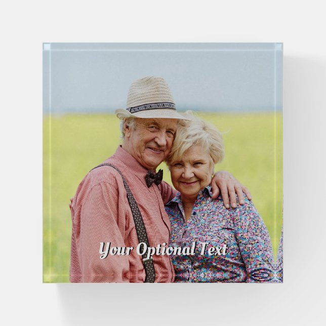 YOUR PHOTO custom text paperweight (Front)