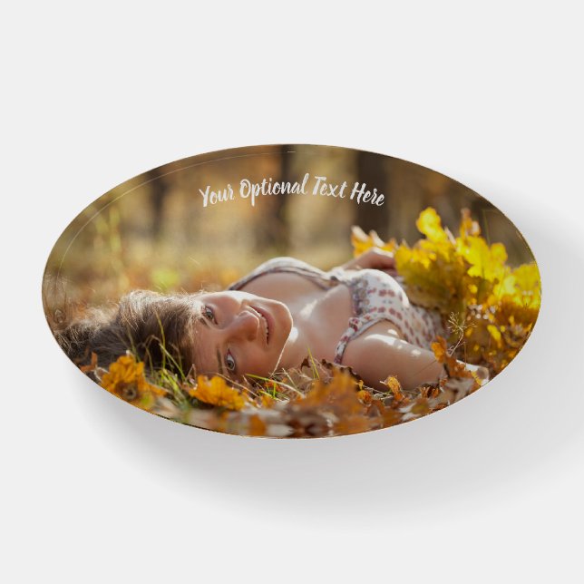 YOUR PHOTO custom text paperweight (Front)