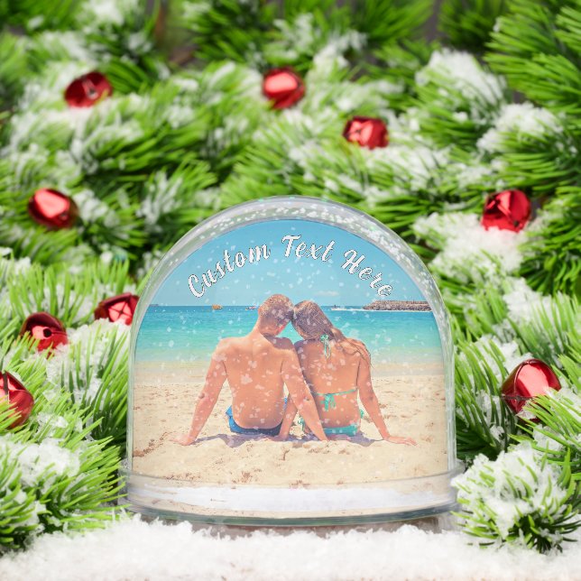Your Photo Custom Text Personalized Snow Globe (Christmas)