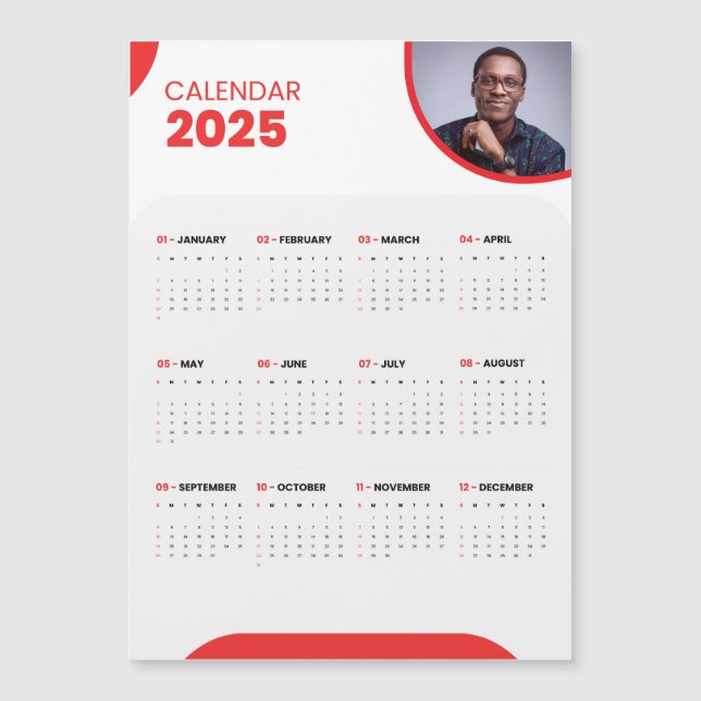 Your Photo Customizable 2025 Calendar Magnet (Front)