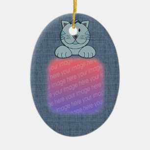 Your Photo Cute Blue Cat Ornament