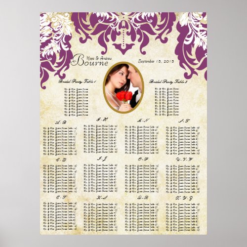 Your Photo Damask Seating Chart Alphabetical