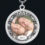 Your Photo Damask Wedding Anniversary Necklace<br><div class="desc">Keepsake Necklaces Choose either Silver Plated or Sterling Silver</div>