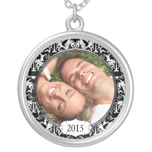 Your Photo Damask Wedding Anniversary Necklace