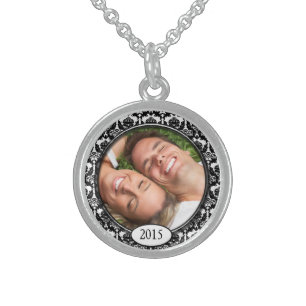 Your Photo Damask Wedding Anniversary Necklace