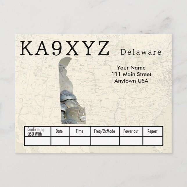 Your Photo Delaware Shaped Cutout Custom QSL Postcard (Front)
